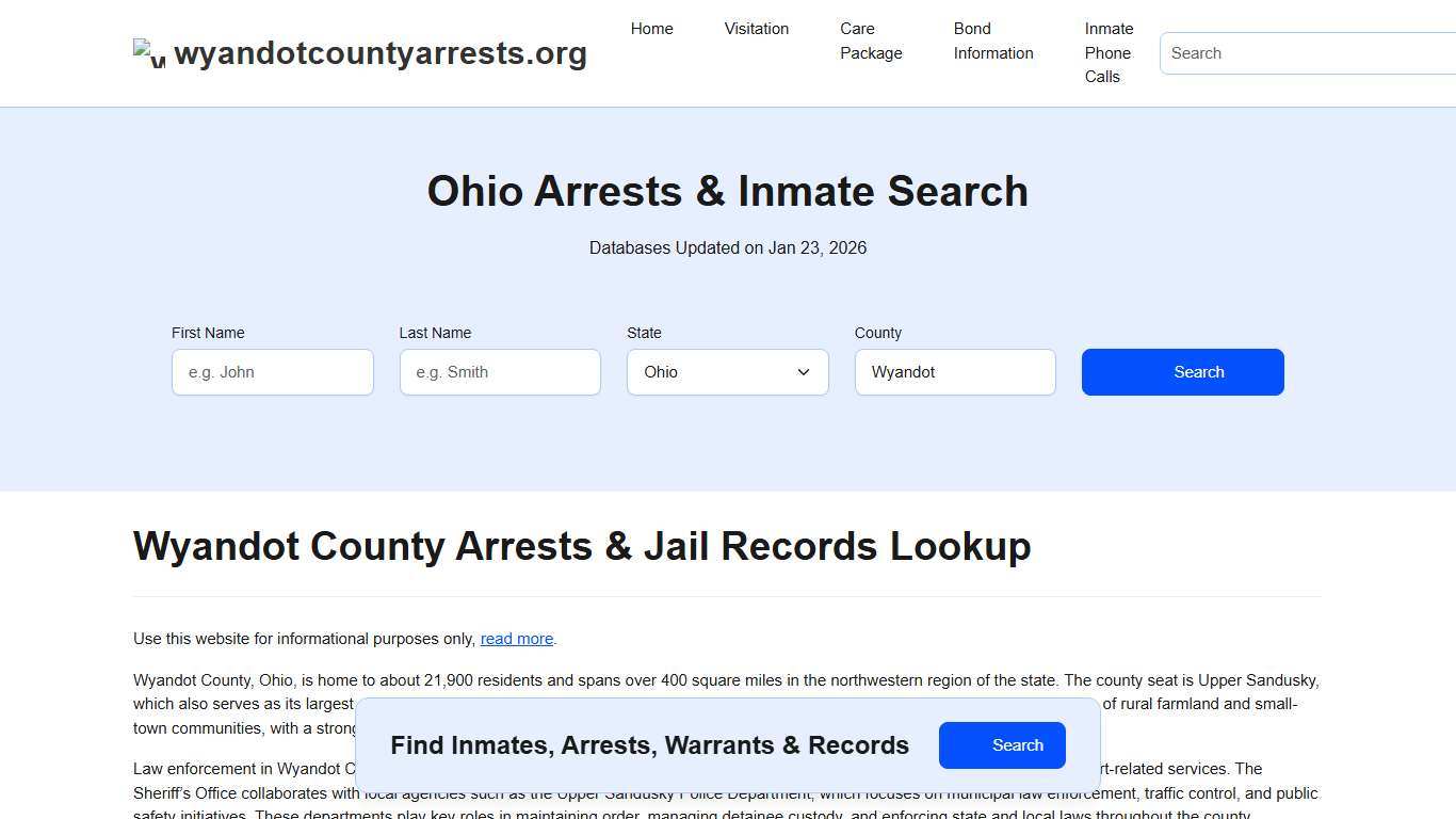Wyandot County, OH Arrests, Warrants, Police Records Search